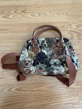 All over dog print handbag